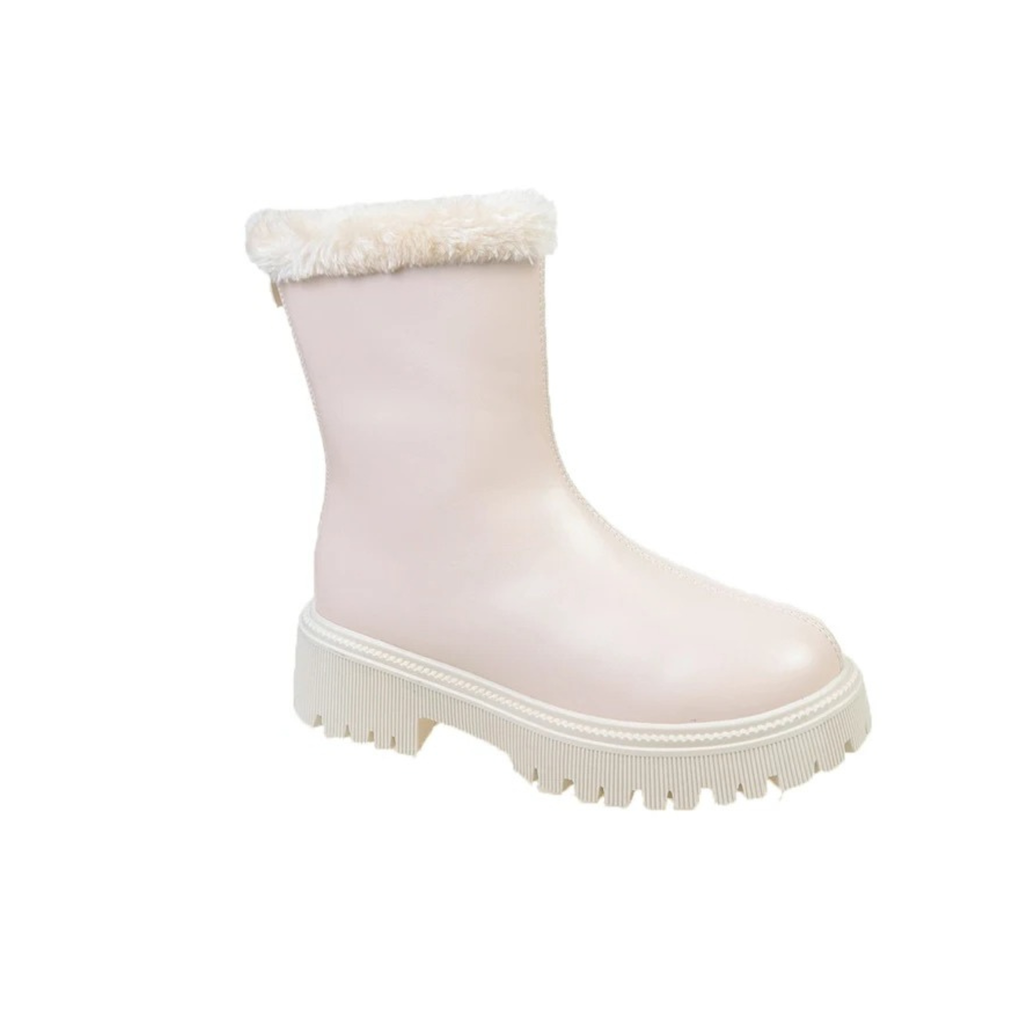 Bottines fourrées en similicuir talon carré – GLACIA