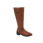 Bottes hautes en similicuir à semelle lisse bout rond – ALÉRIA