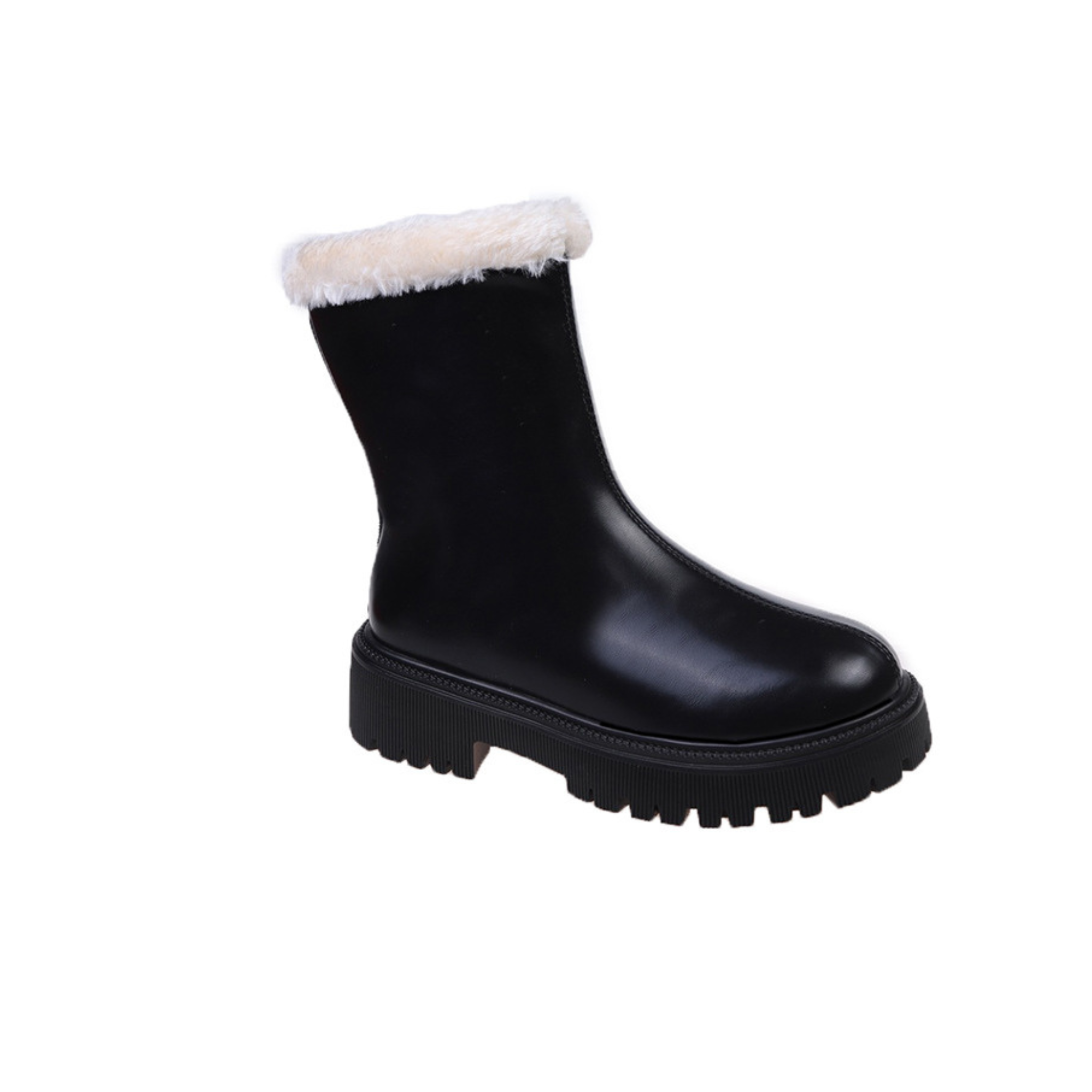 Bottines fourrées en similicuir talon carré – GLACIA