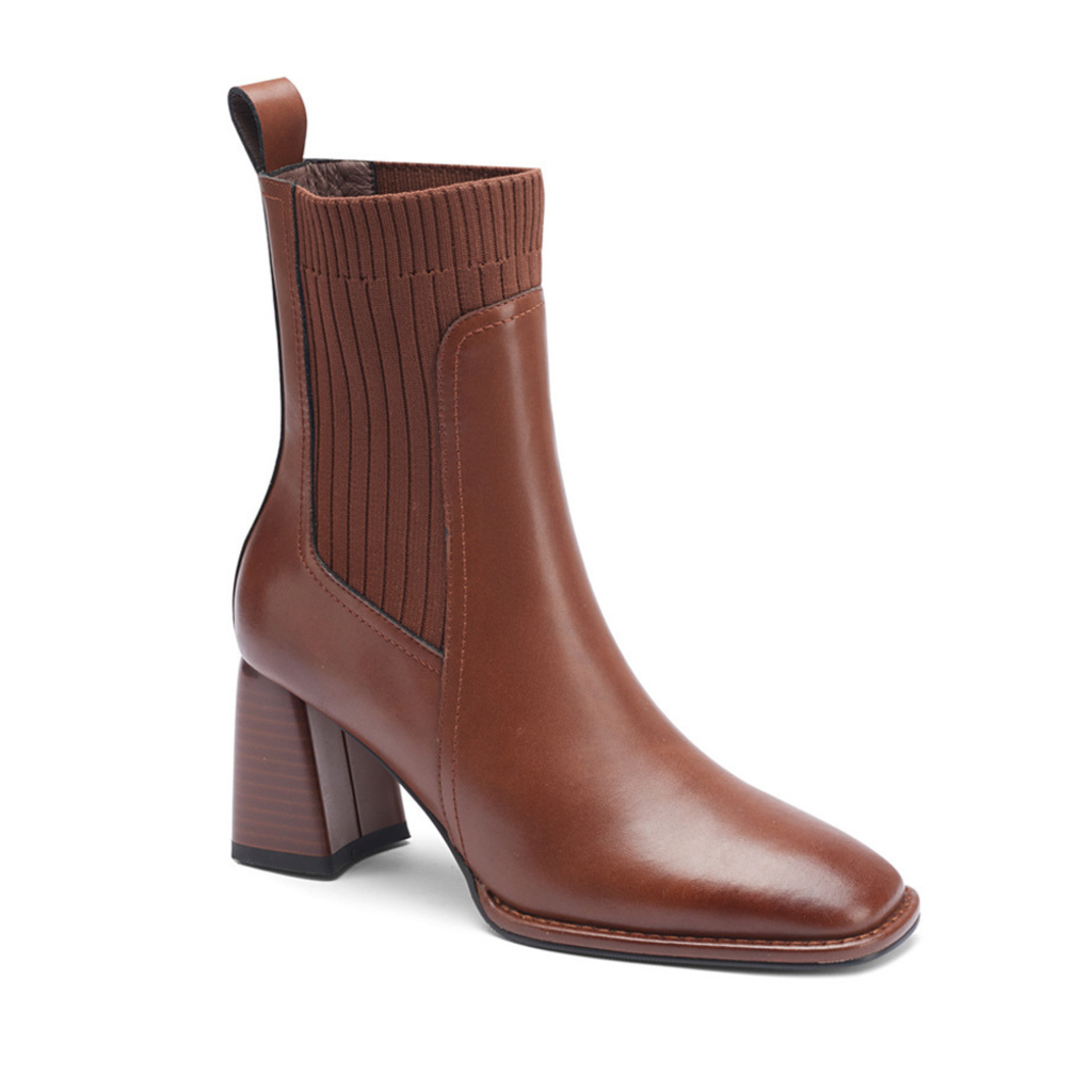 Bottines en similicuir à talon haut bout pointu – VALÉNA