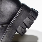 Bottes à lacets en similicuir hautes à talon semelle crantée bout rond – MARENÉA