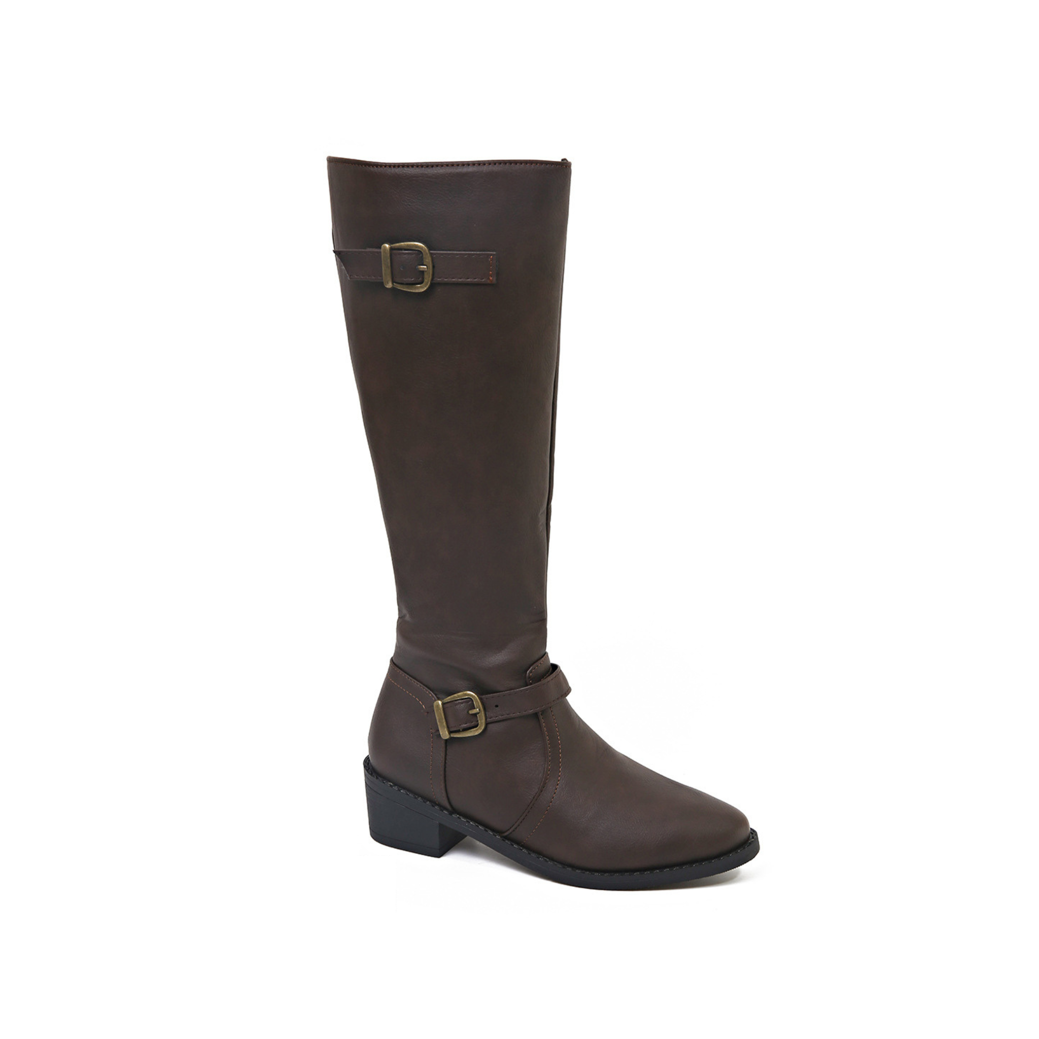 Bottes hautes en similicuir à semelle lisse bout rond – ALÉRIA