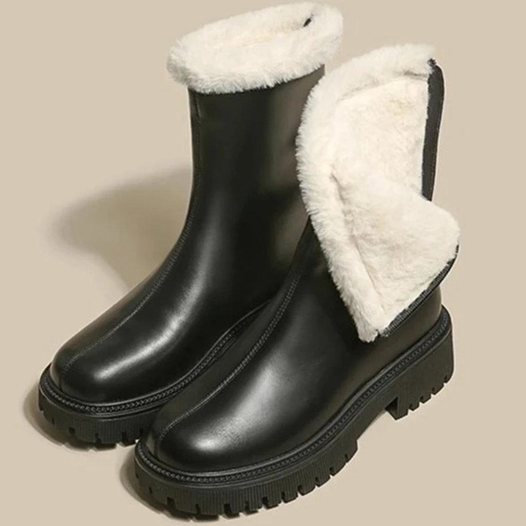 Bottines fourrées en similicuir talon carré – GLACIA