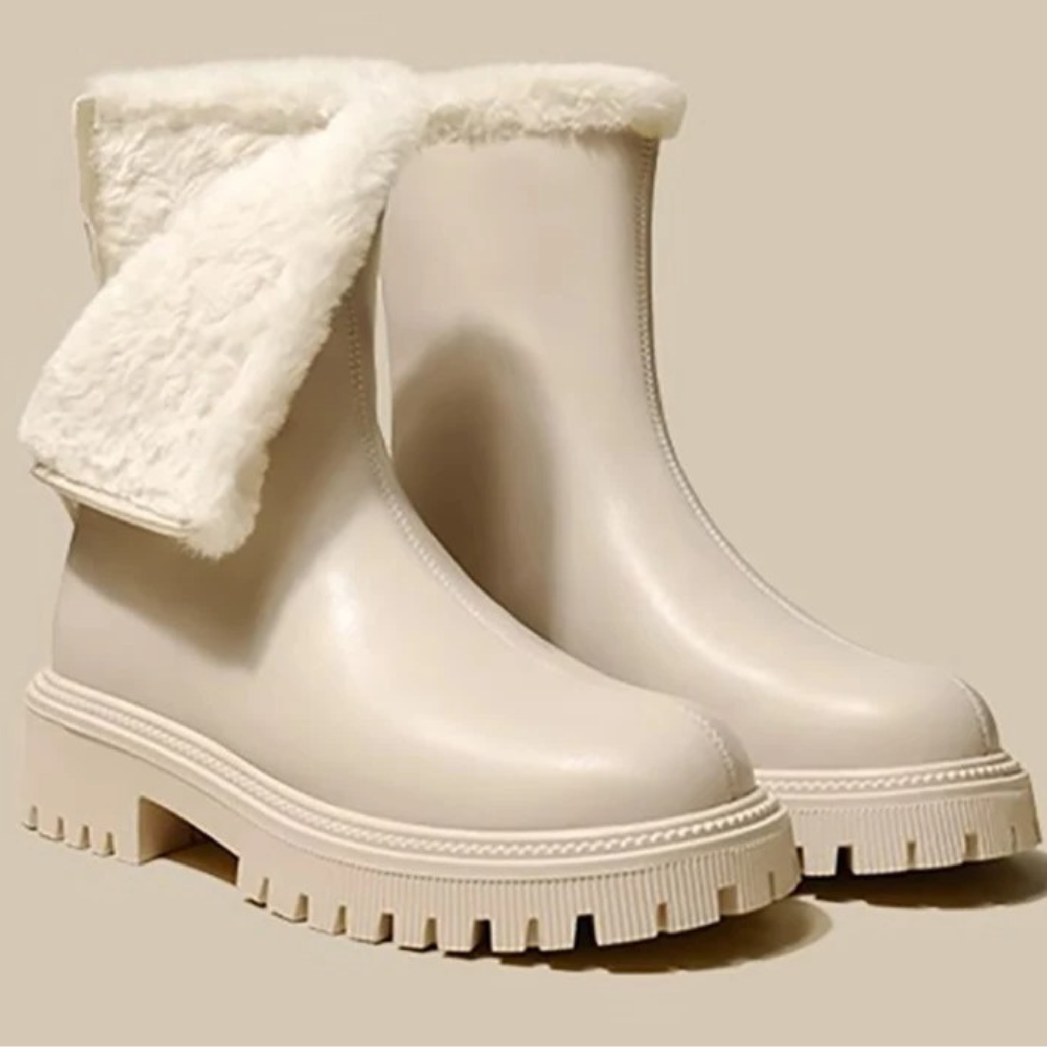 Bottines fourrées en similicuir talon carré – GLACIA