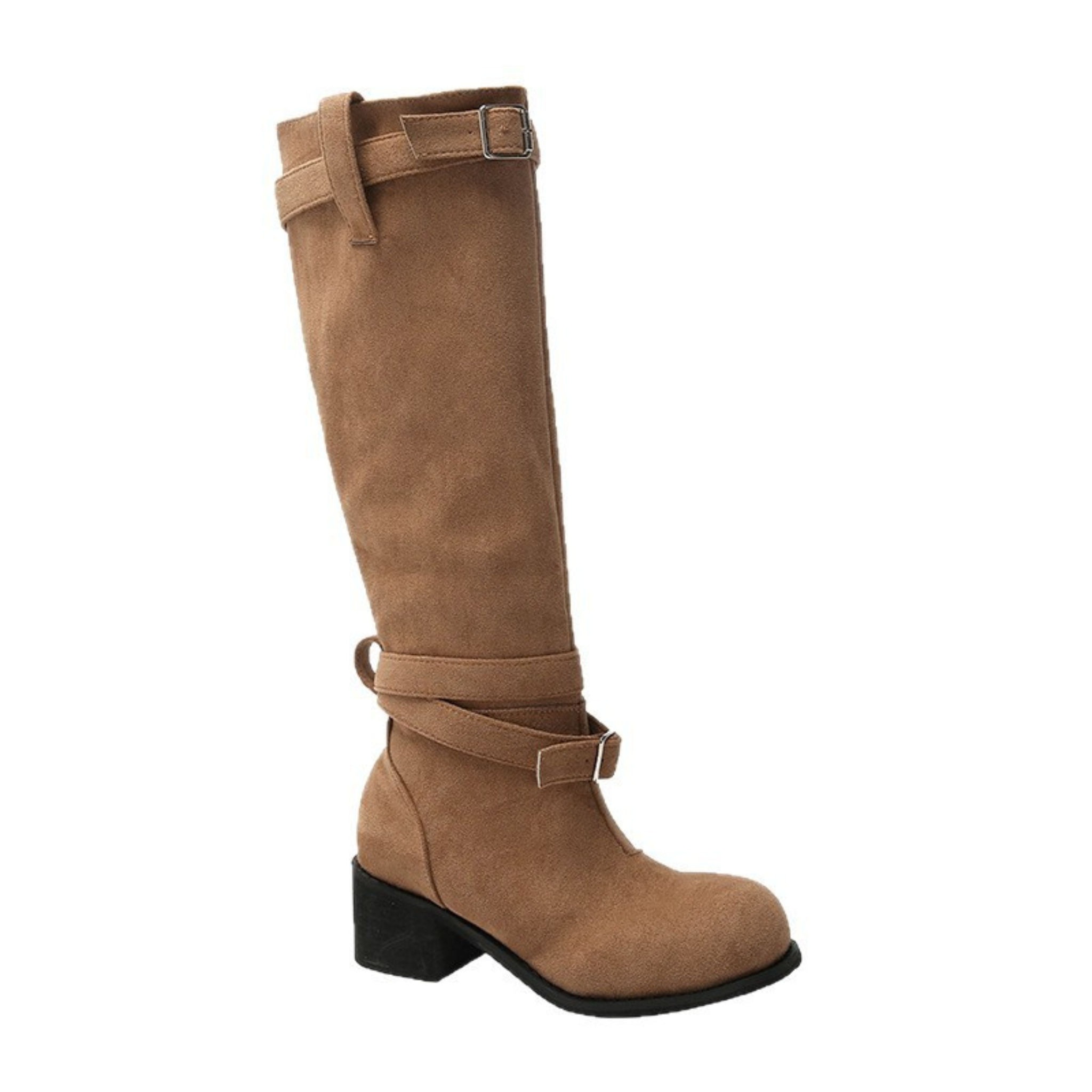 Bottes hautes cowboy en daim vegan à talon bout rond – MALYRA