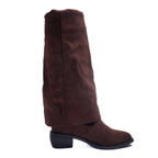 Santiags cowboy en daim vegan à talon bout pointu – IANORA