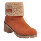 Bottines fourrées en daim vegan talon carré bout rond – NOLÉRA