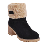 Bottines fourrées en daim vegan talon carré bout rond – NOLÉRA