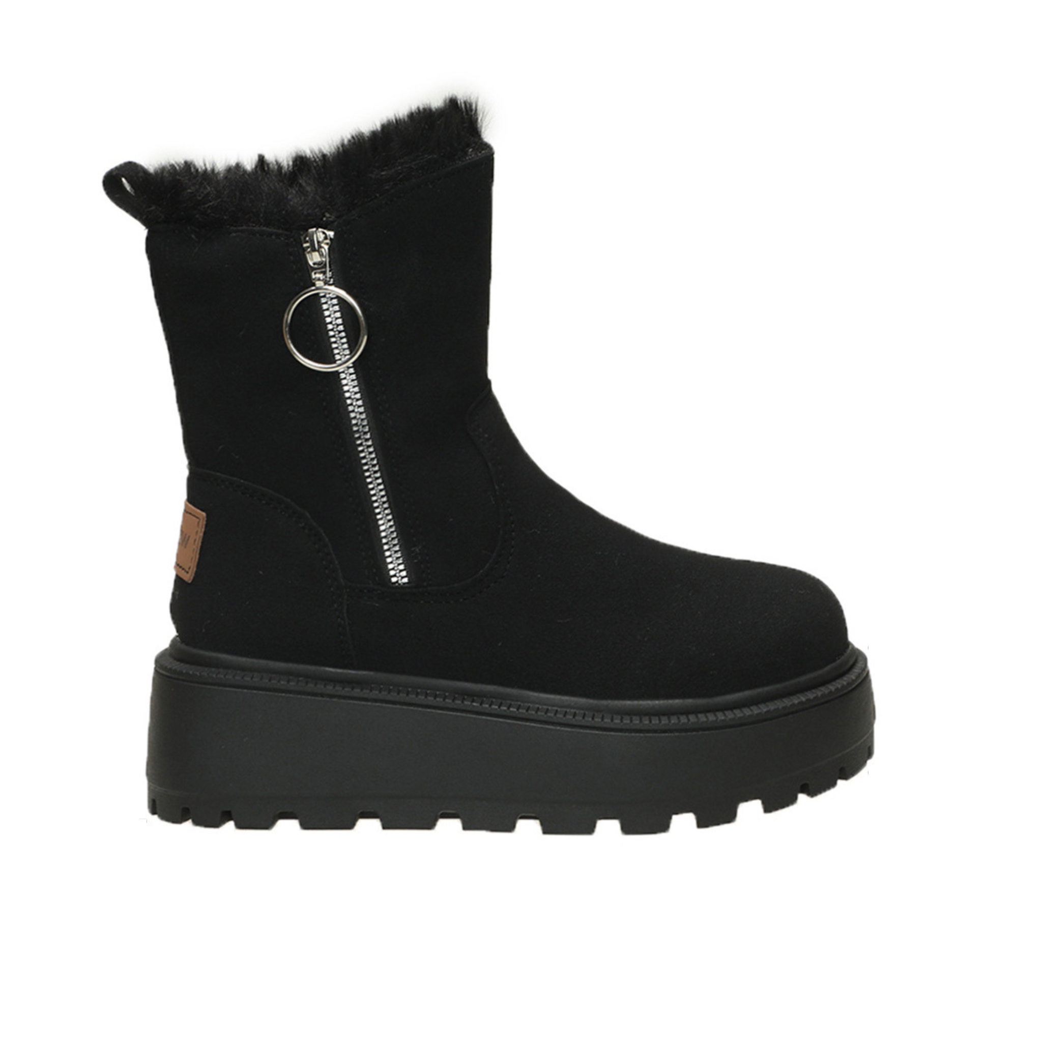 Bottines fourrées en similicuir talon carré semelle épaisse – ALMÉRIA