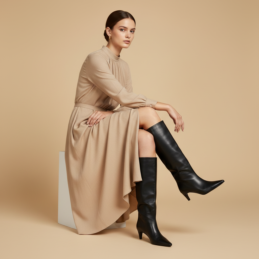 Femme en robe élégante - pose assise