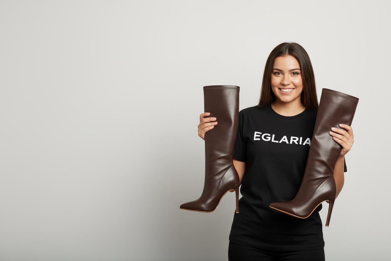Femme présentant les bottes EGLARIA