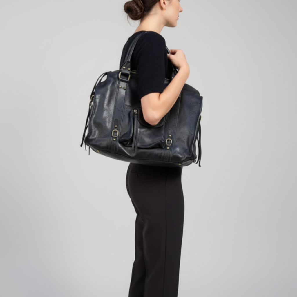 Grand sac noir - Lifestyle - Fond Gris Clair