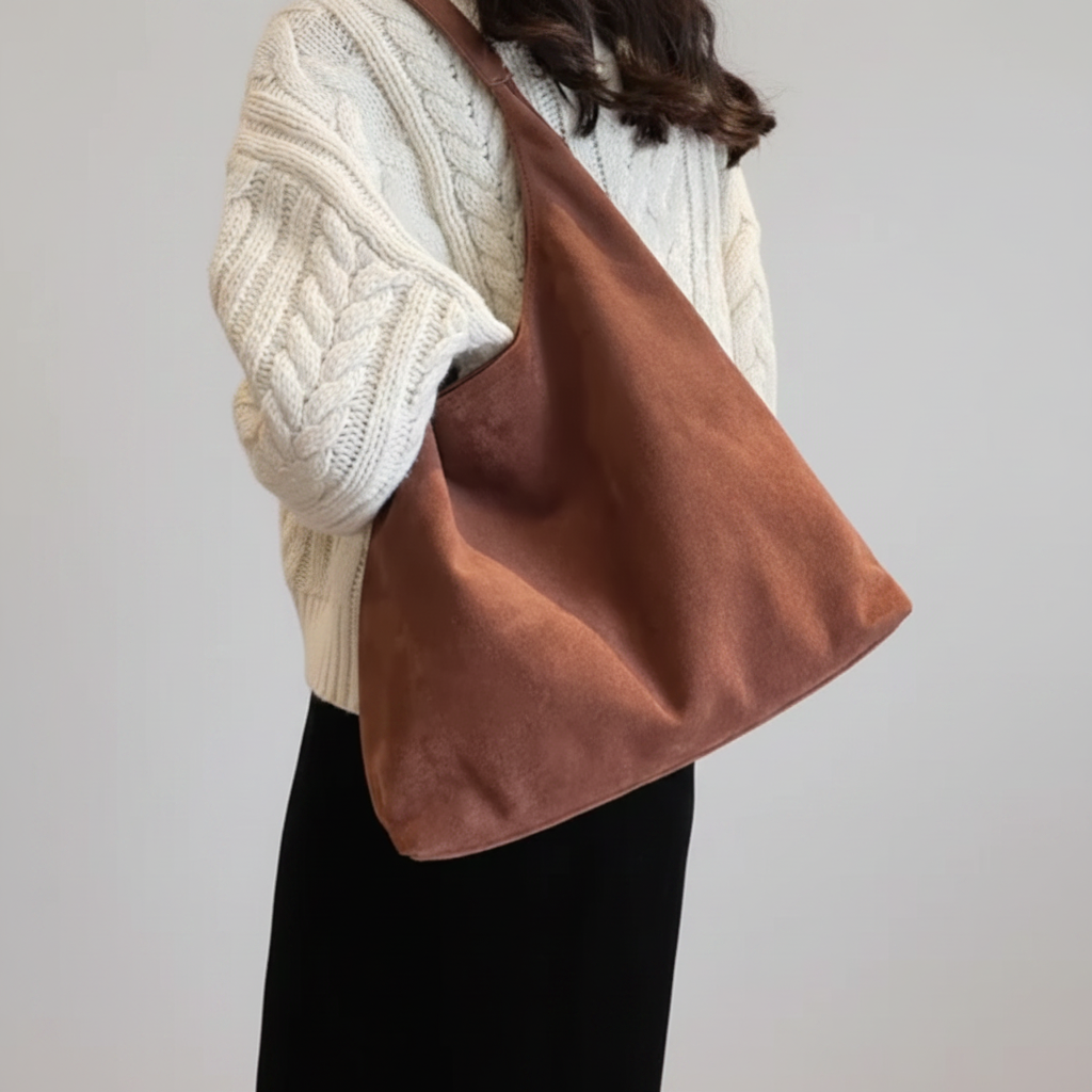 Hobo caramel pull blanc - fond gris clair
