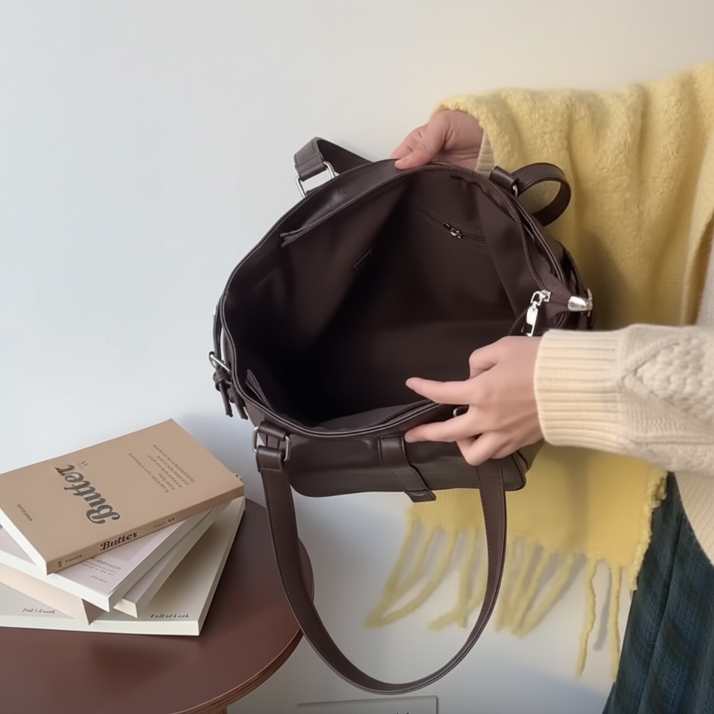 Intérieur sac chocolat - fond gris clair