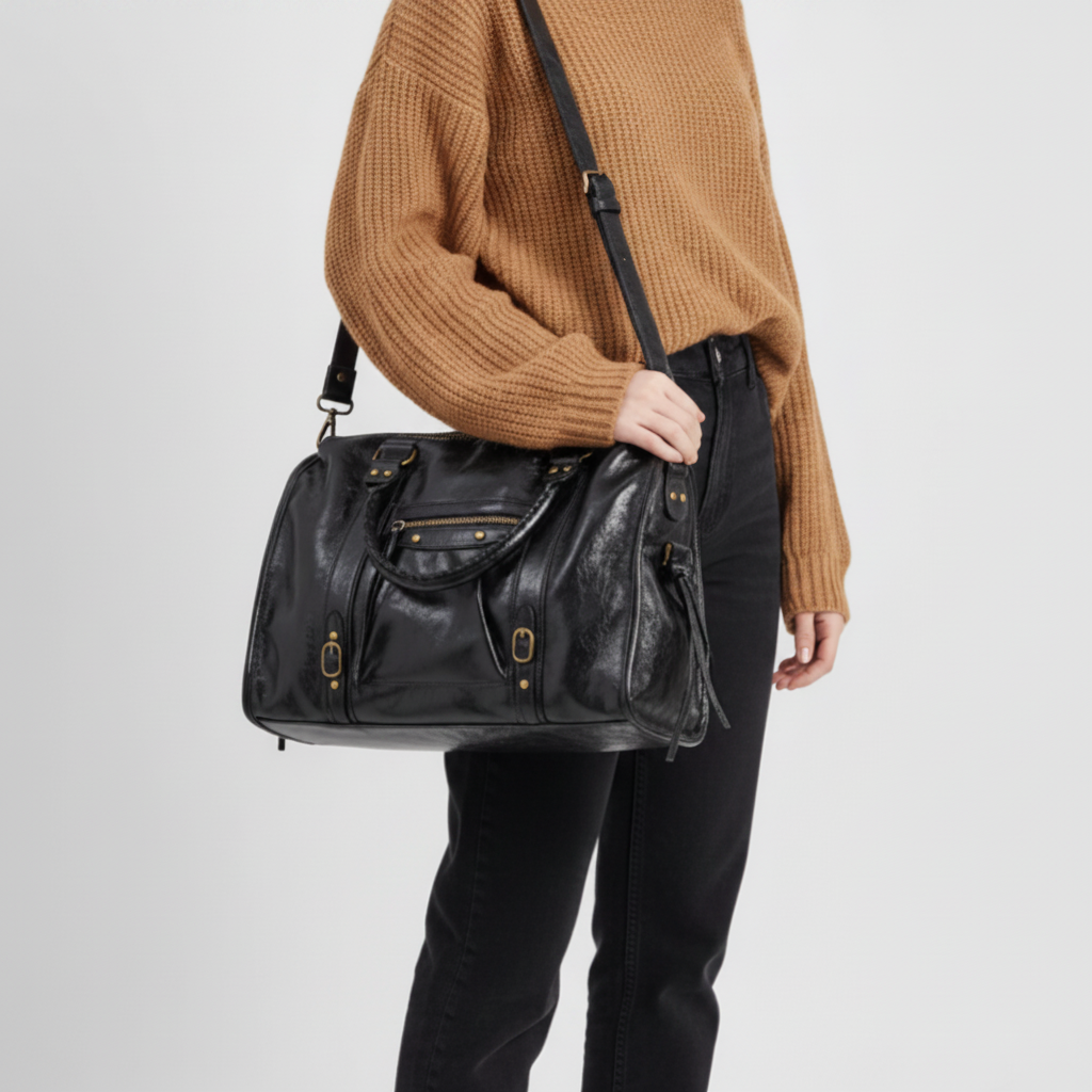 Lifestyle Black Bag Camel Sweater
