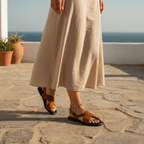 Look extérieur avec robe beige