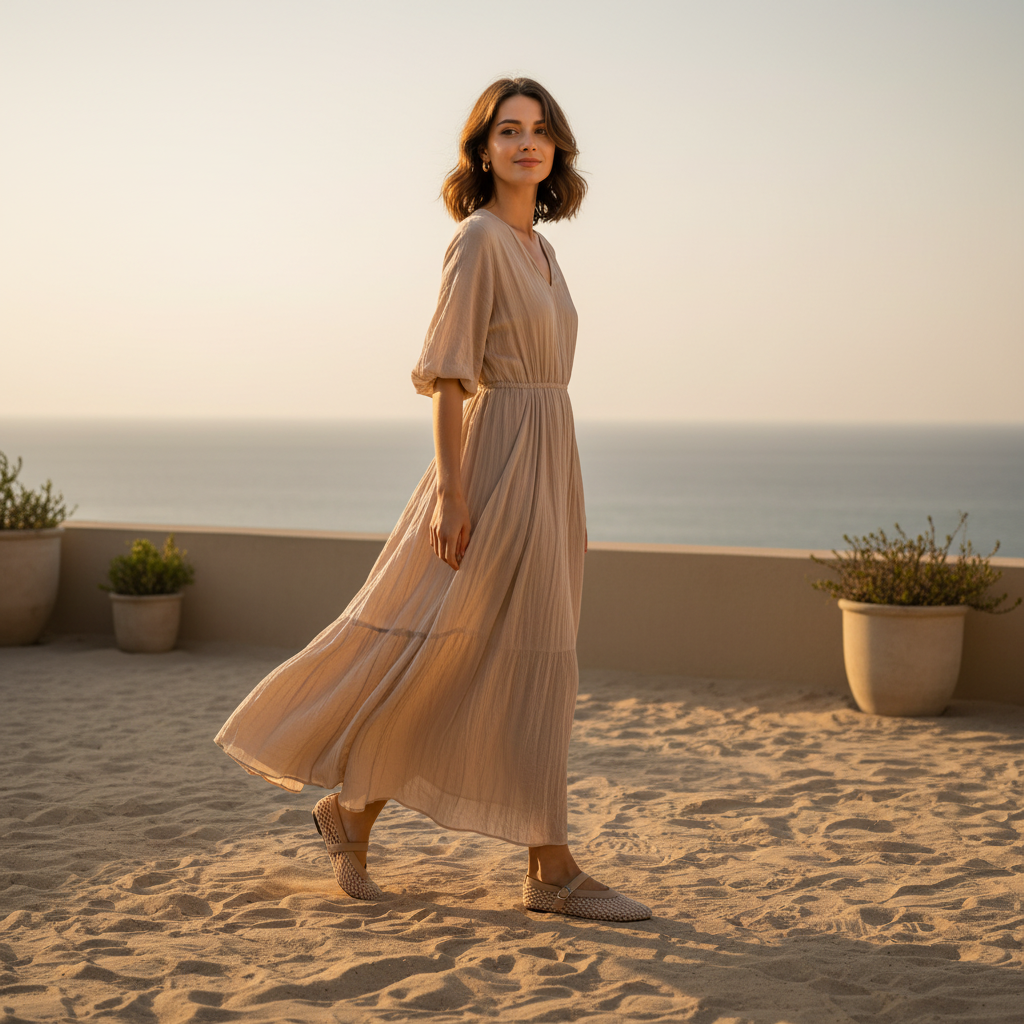 Look robe maxi terrasse