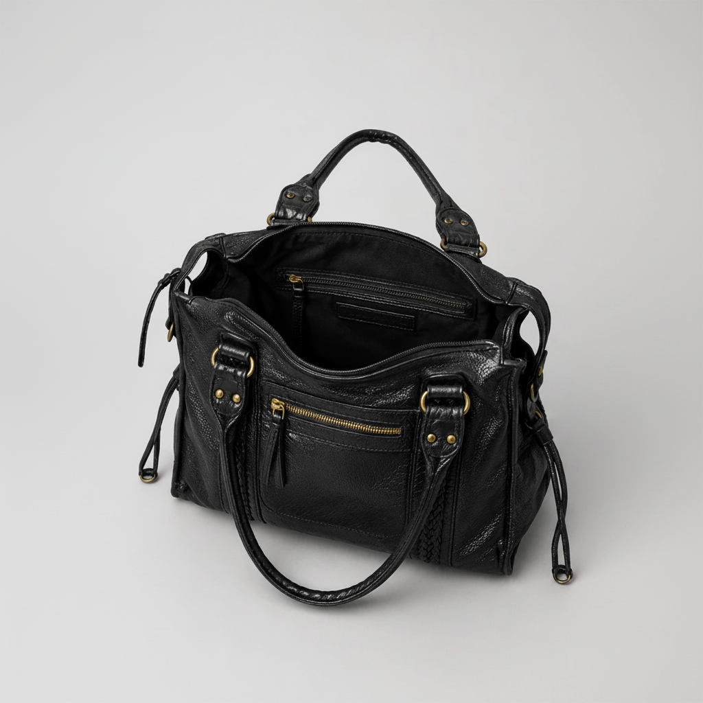 Même vue ouverte du sac au format carré