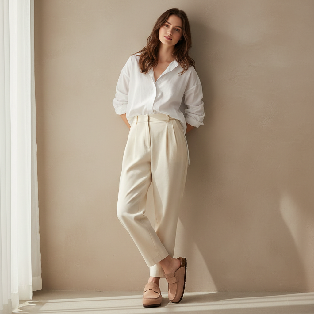 Mules beige lifestyle minimaliste