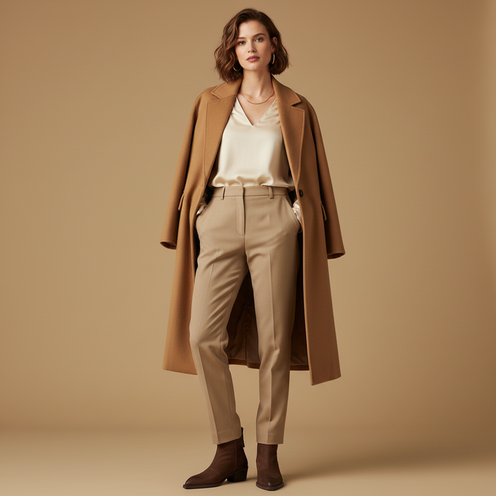 Photo 1 - Marron avec manteau camel