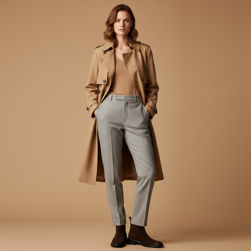 Photo 1 - Marron avec trench beige