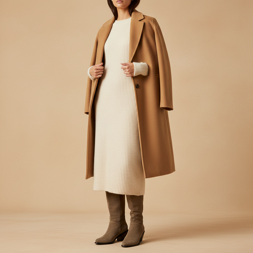 Photo 3 - Taupe avec robe et manteau camel