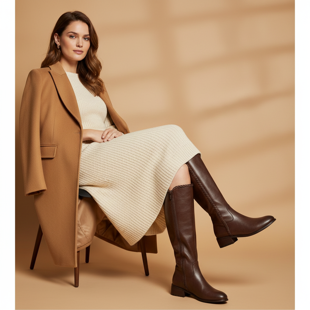 Photo 4 - Marron avec robe tricot