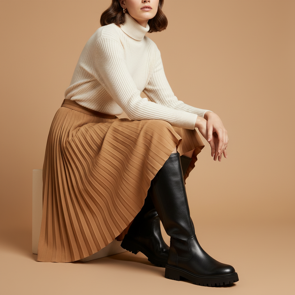 Photo 4 - Noir avec col roulé et jupe