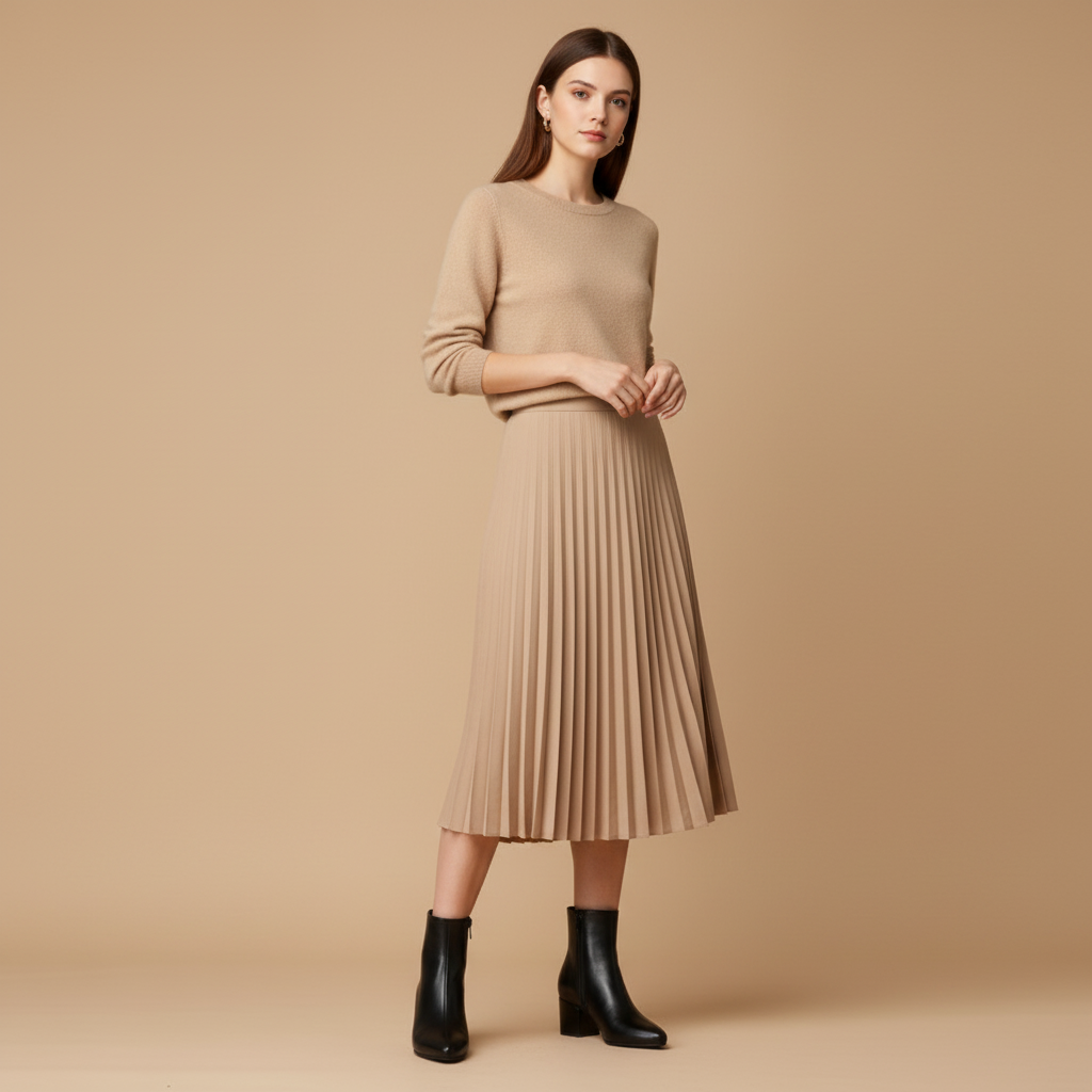 Photo 7 - Avec jupe midi beige