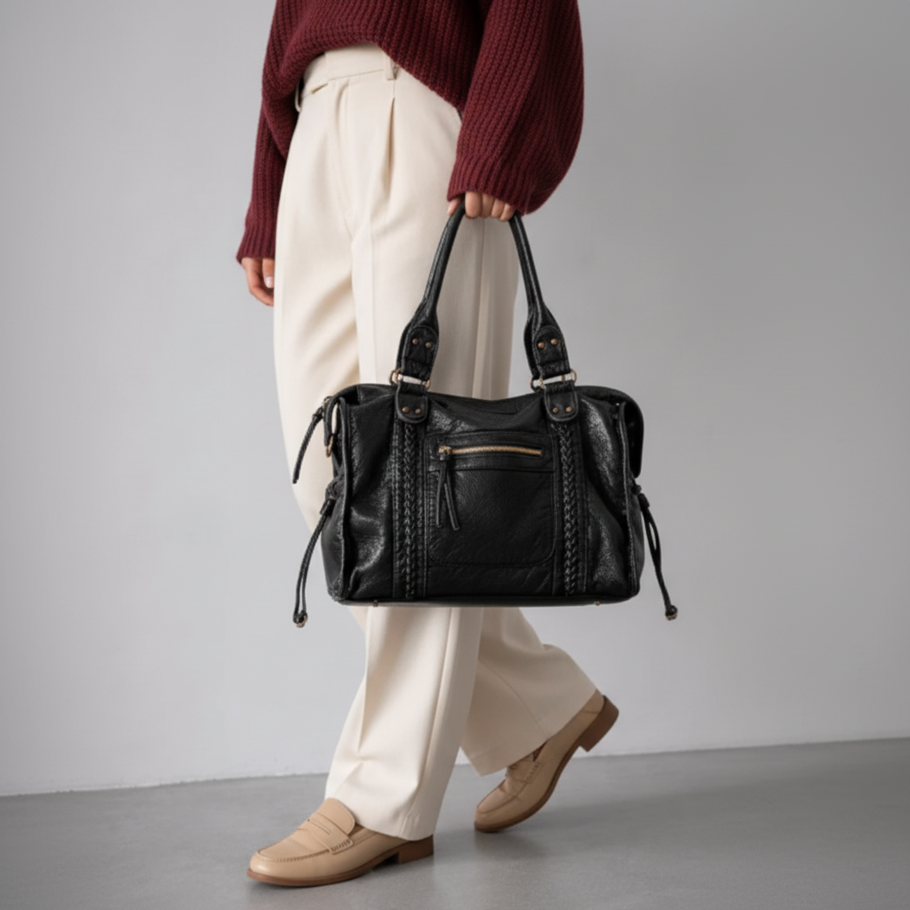 Photo carrée avec une nouvelle tenue et le même sac noir