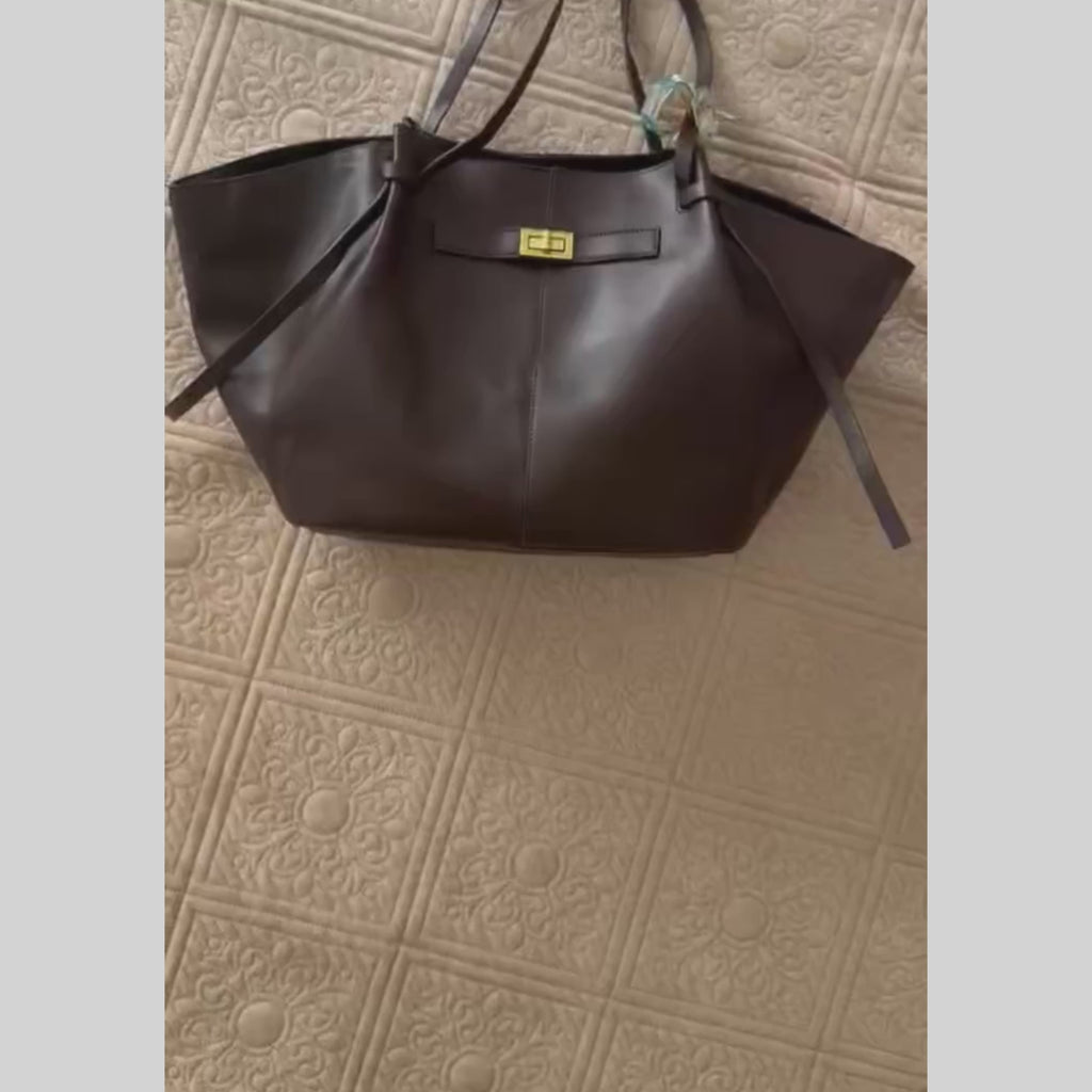 Sac à main de cours en cuir grande capacité noir - Diane