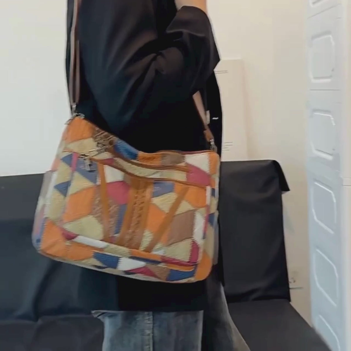 Sac bandoulière femme vintage multi-poches - Nora