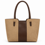 Sac beige et marron sur fond blanc