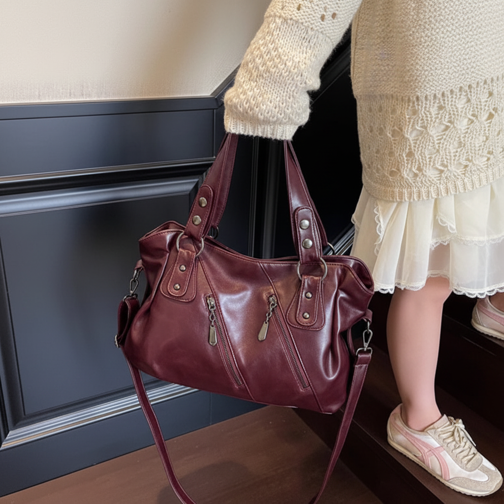Sac bordeaux - pose porte