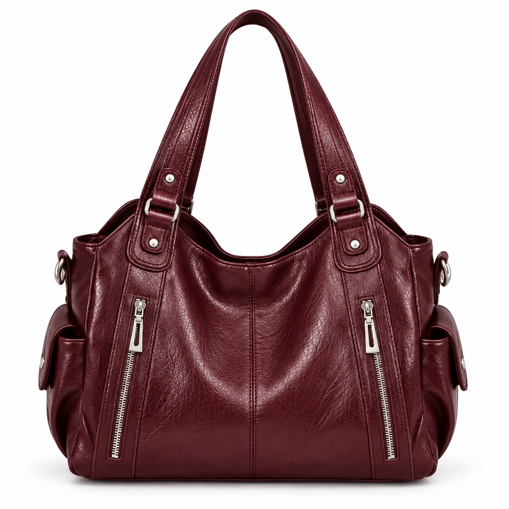 Sac bordeaux sur fond blanc