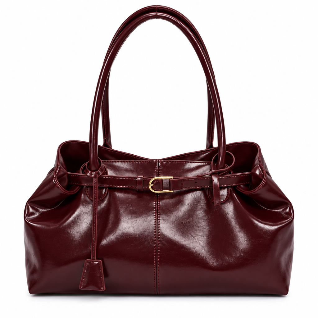 Sac bordeaux sur fond blanc