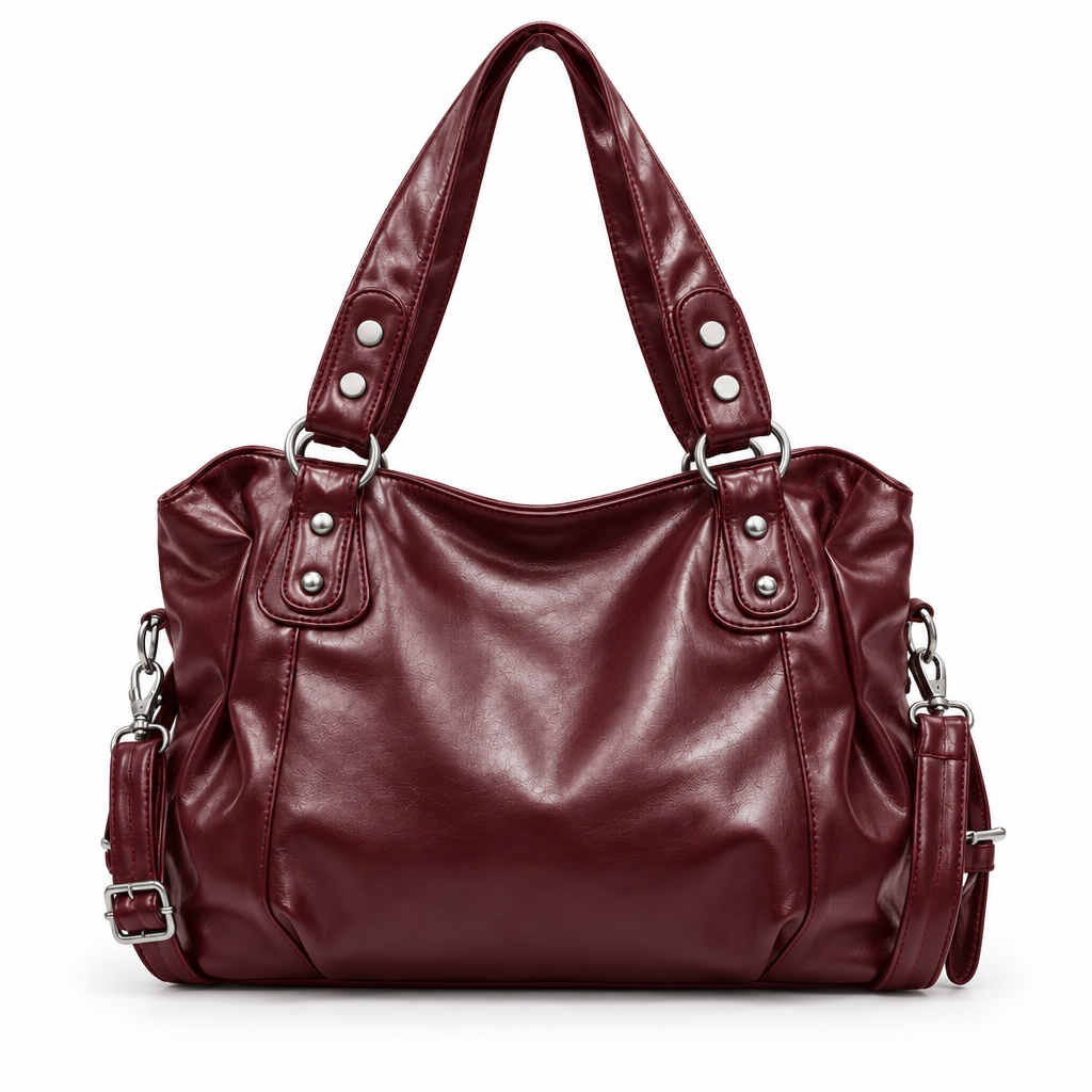 Sac bordeaux sur fond blanc