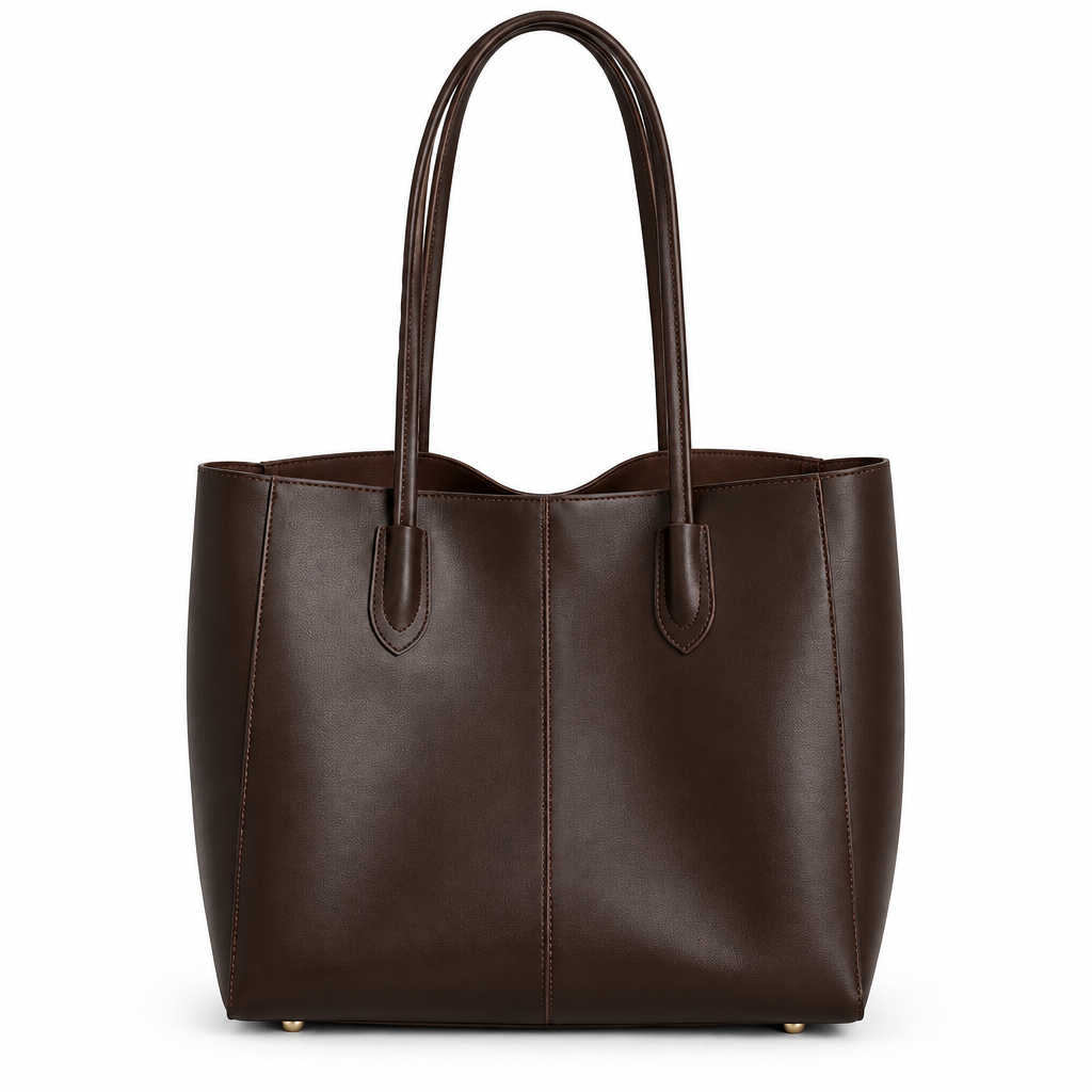 Sac cabas marron sur fond blanc carré