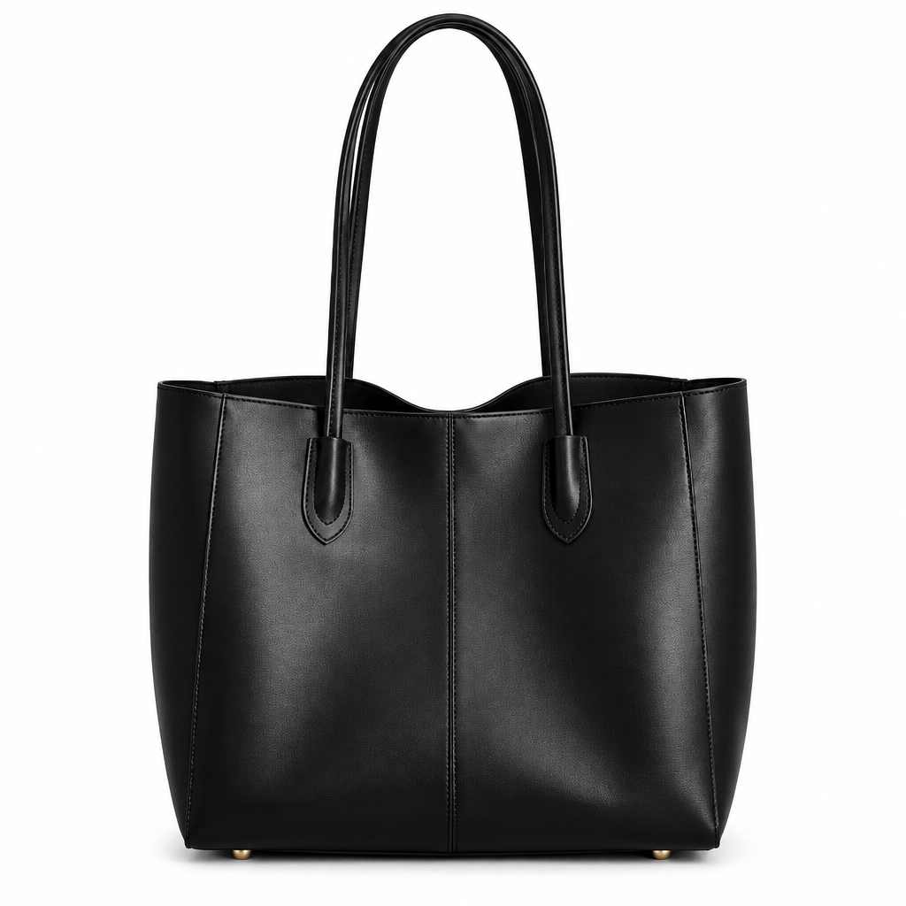 Sac cabas noir sur fond blanc carré