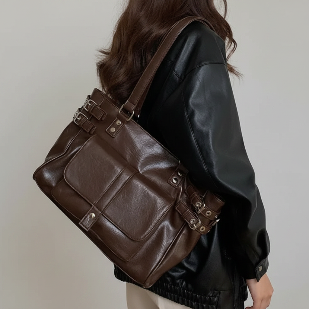 Sac chocolat - fond gris clair