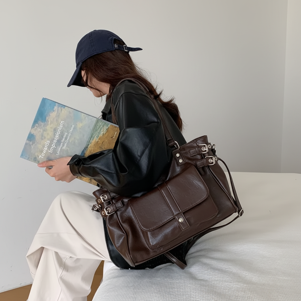 Sac chocolat lecture - fond gris clair