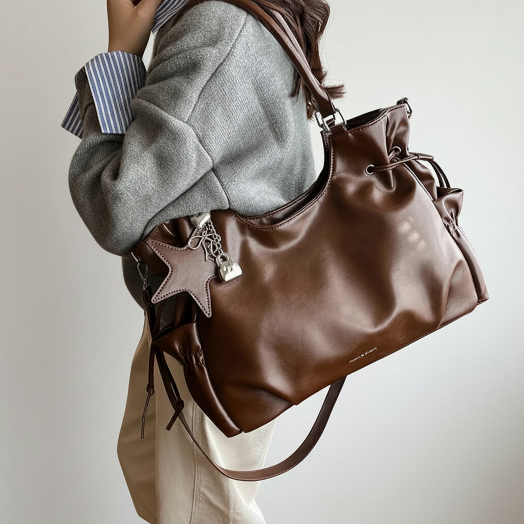 Sac chocolat lifestyle - fond gris clair