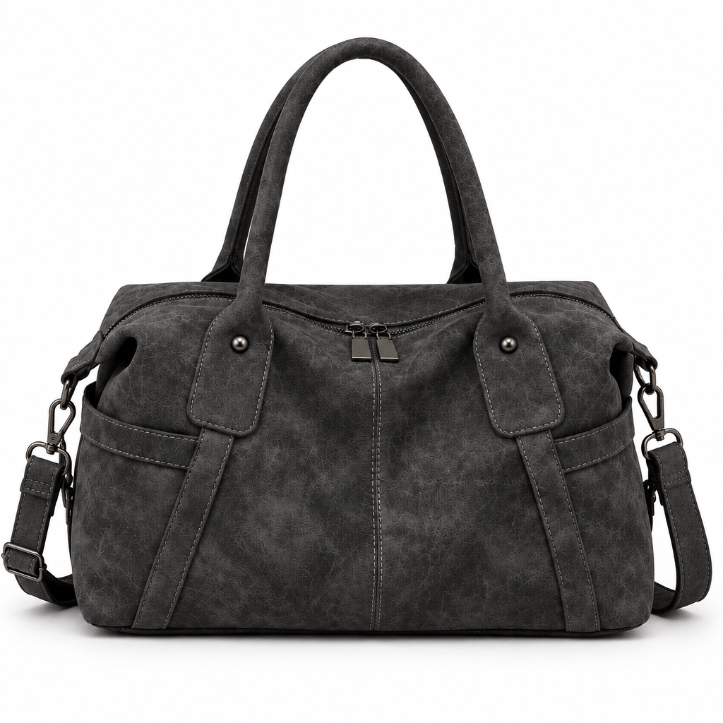Sac gris anthracite sur fond blanc