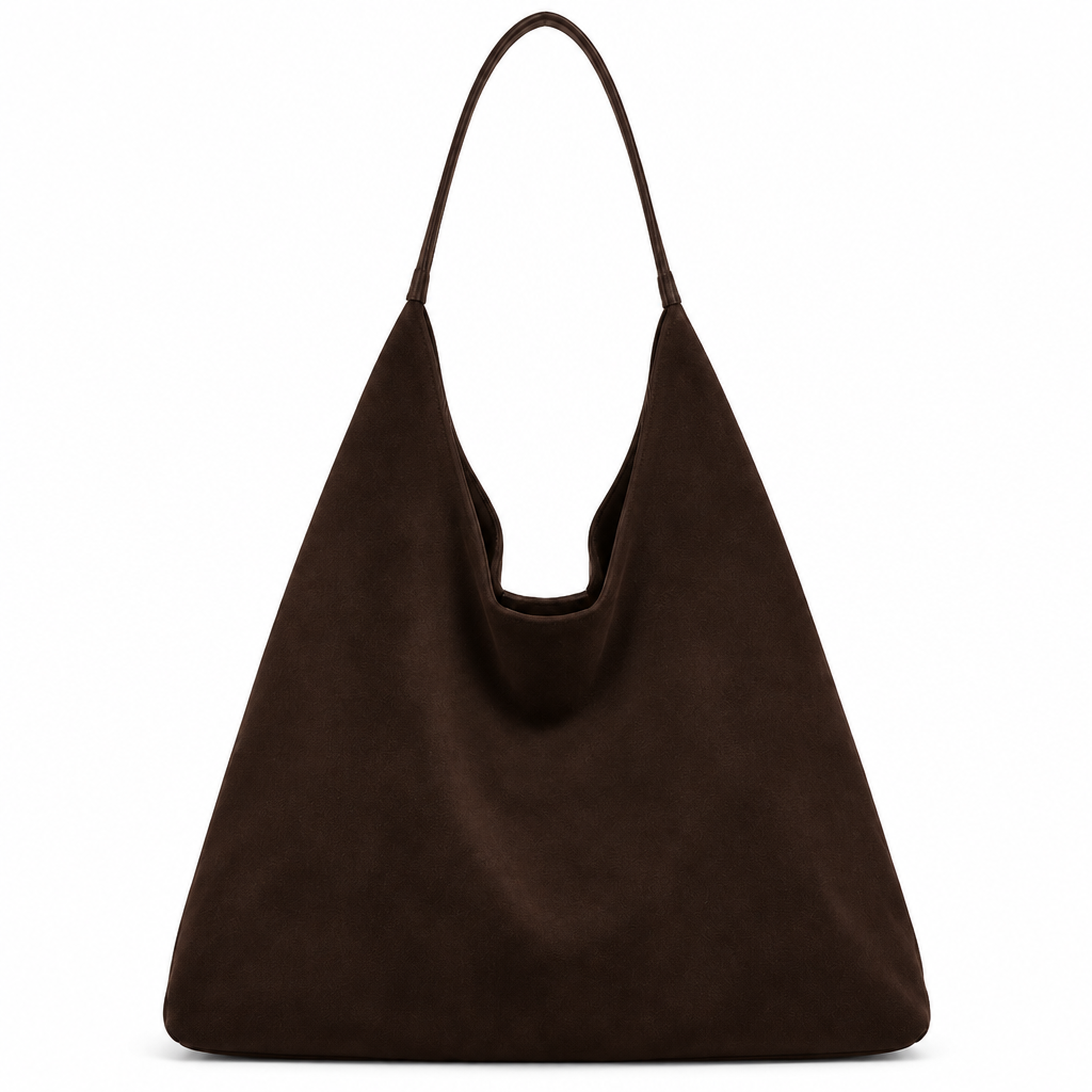 Sac hobo marron foncé sur fond blanc