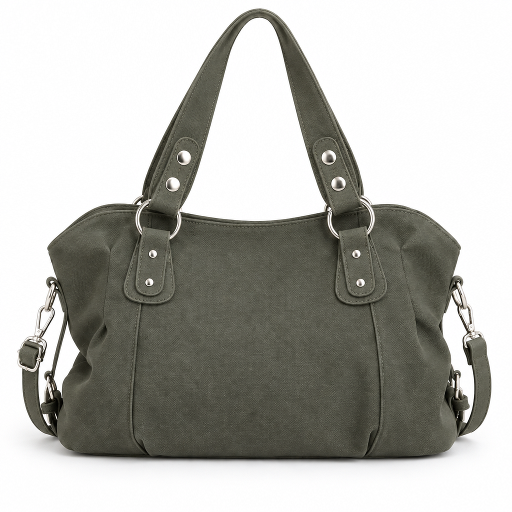 Sac kaki grisé sur fond blanc