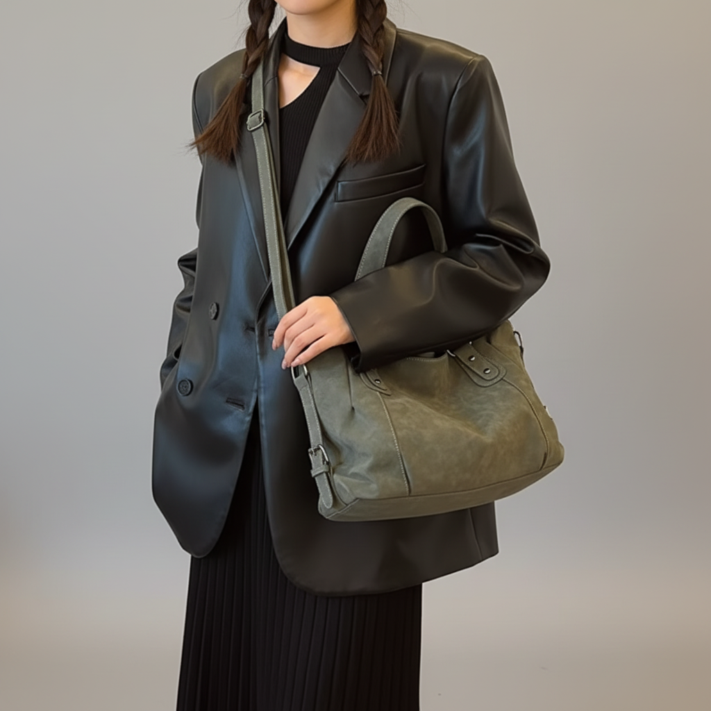 Sac kaki vert modèle - fond gris clair