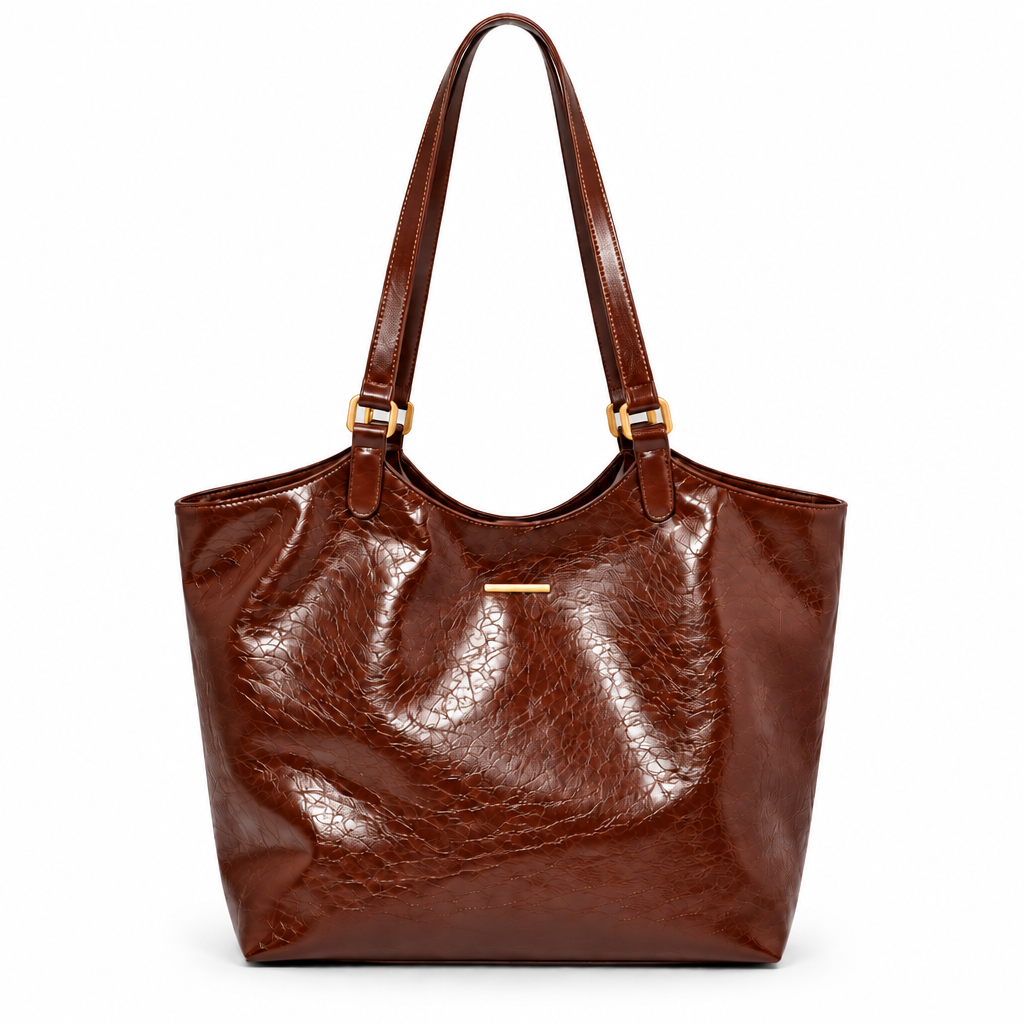 Sac marron cognac sur fond blanc