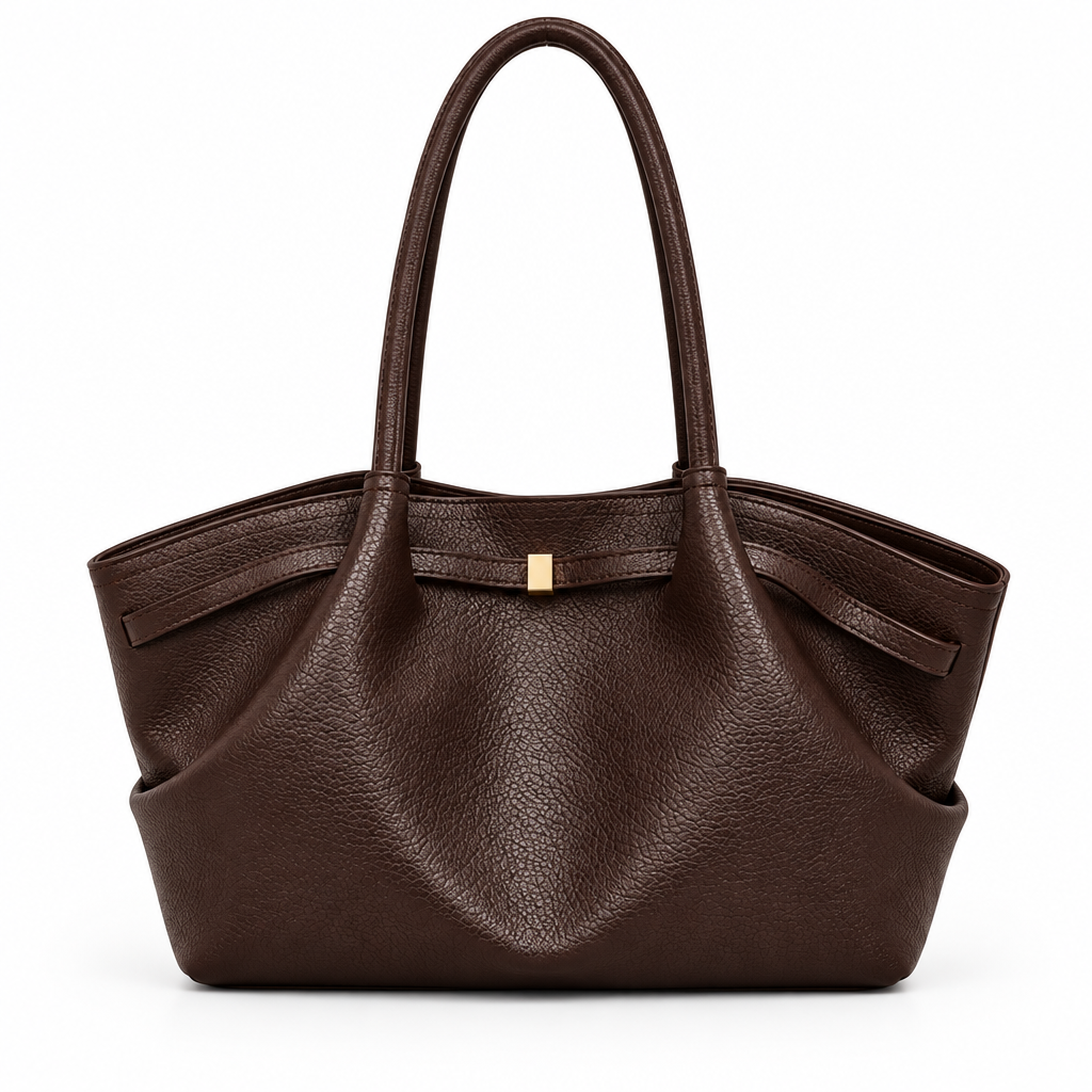 Sac marron foncé sur fond blanc