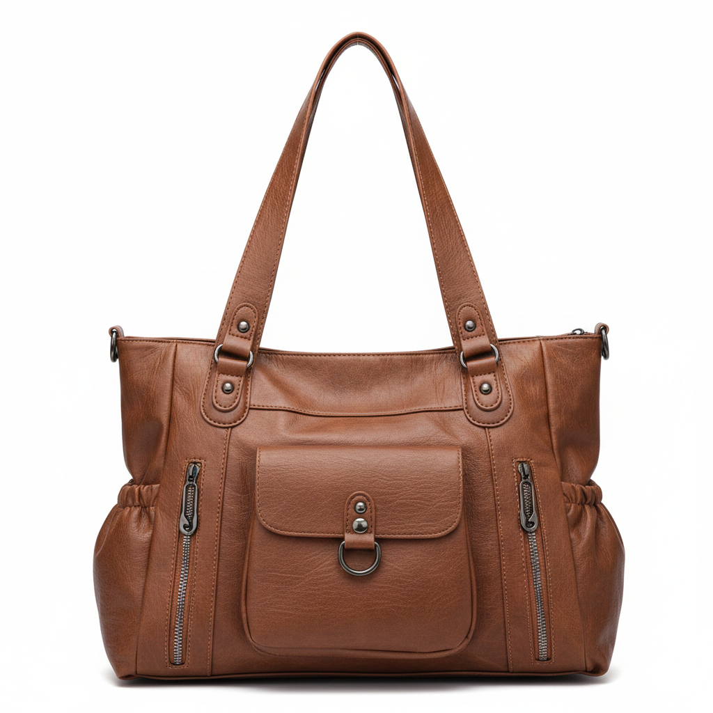 Sac marron fond blanc