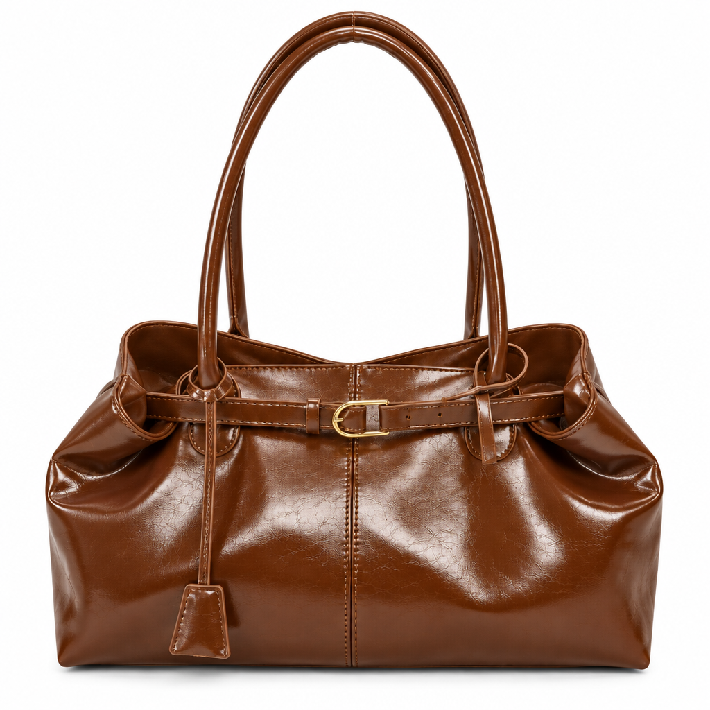 Sac marron sur fond blanc